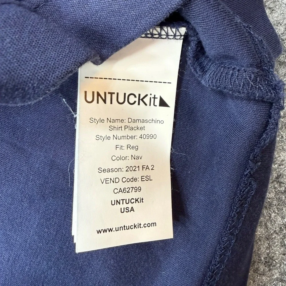 UNTUCKit Mens Damaschino Long Sleeve Polo Shirt Navy Blue 3XL XXXL 40990